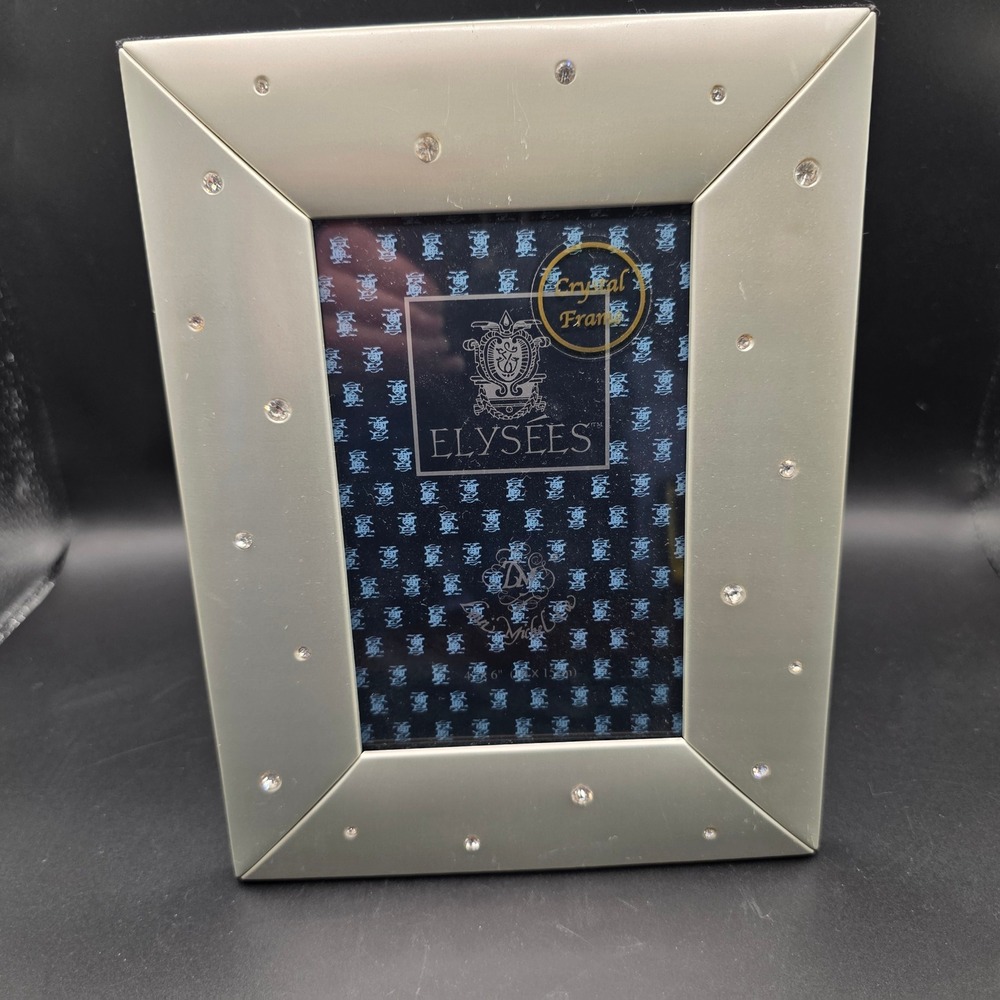 Elysees Louis Michel Cie Satin Silver Rhinestone Crystal Picture Frame 4x6 READ